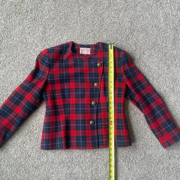 Pendleton Wool Red & Blue Tartan Cropped Jacket - Picture 8 of 10